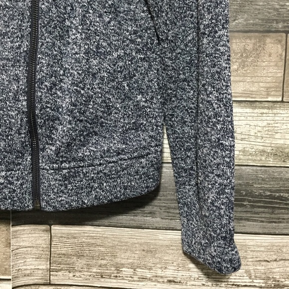 Banana Republic Fleece Jacket Women’s M Heather Navy Blue Asymmetrical Zip. - Picture 6 of 9